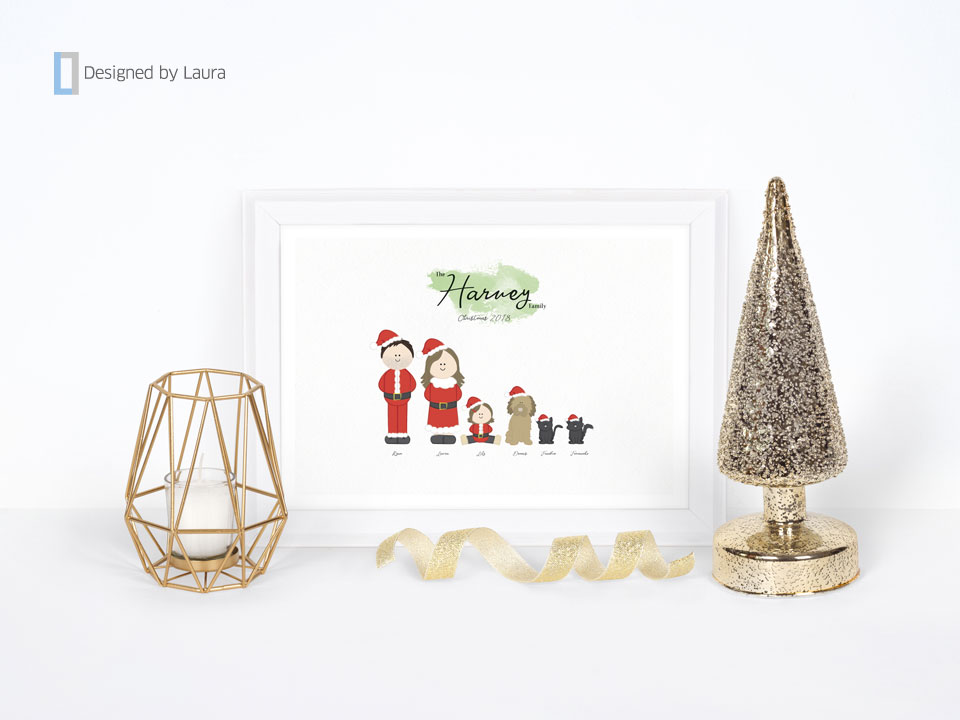 personalised family christmas print