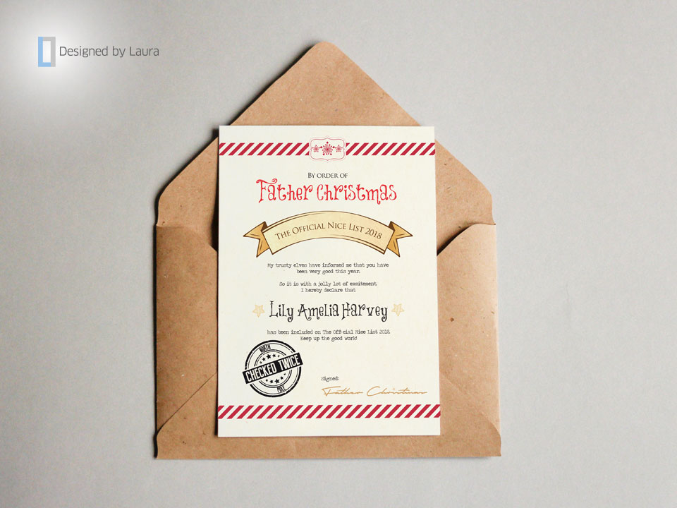 personalised nice list certificate