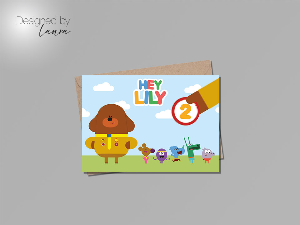 personalised hey duggee kids birthday card