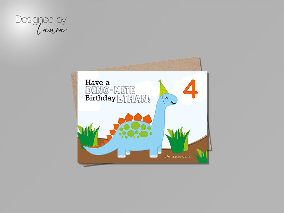 personalised dinosaur card