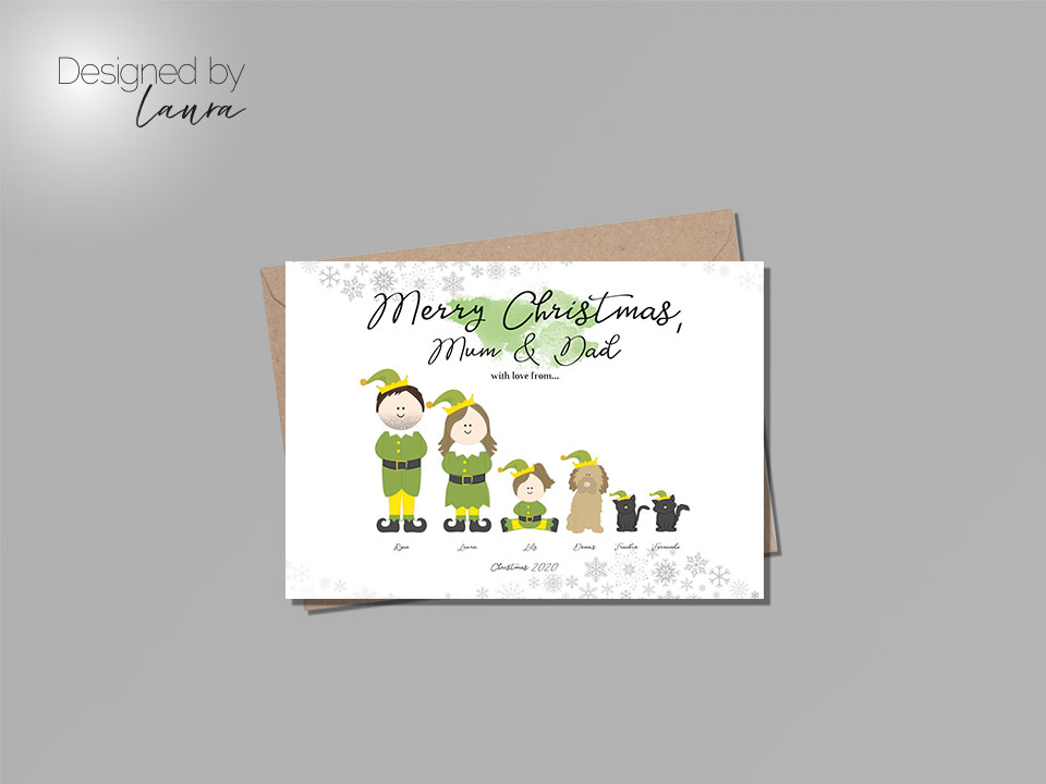personalised elf outfit christmas card
