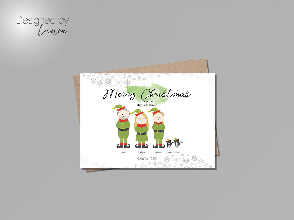 personalised elf christmas card