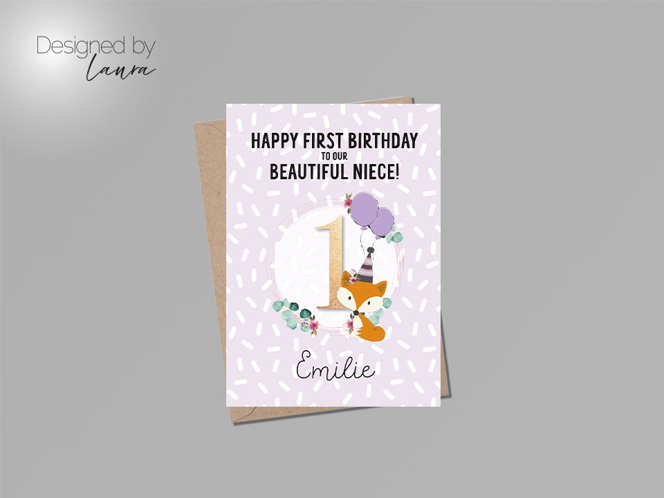 personalised first birthday card